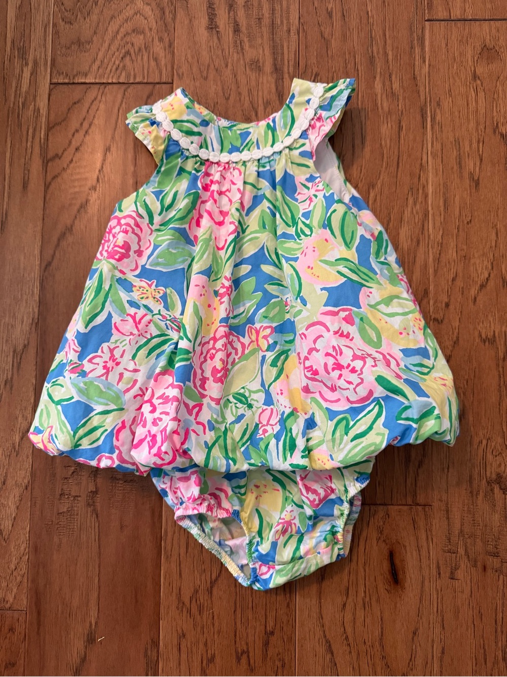 Lilly Pulitzer Floral Bubble Romper in Blue, Pink & Green